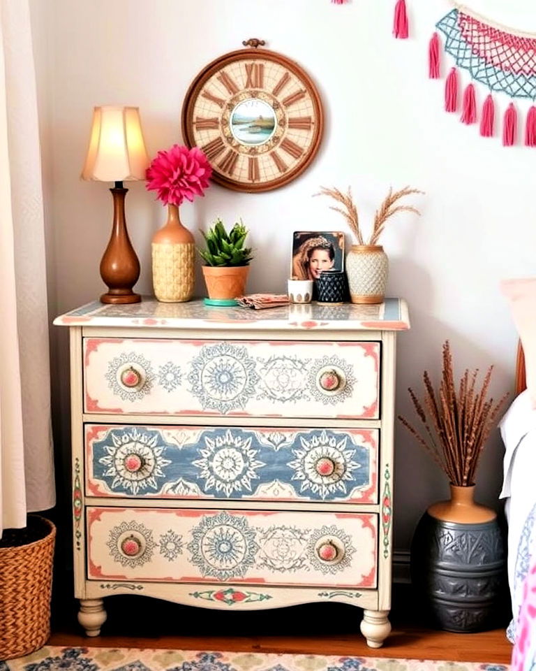 upcycled furniture with artistic flair - 25 Boho Teen Bedroom Ideas