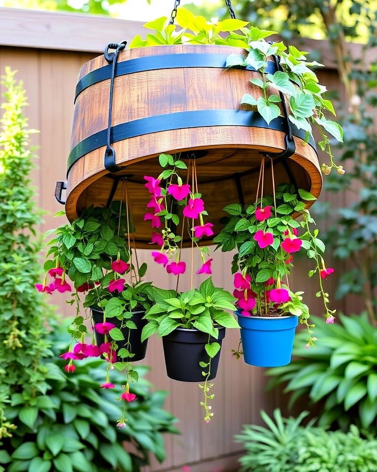 upside down whiskey barrel planter - 20 Whiskey Barrel Planter Ideas
