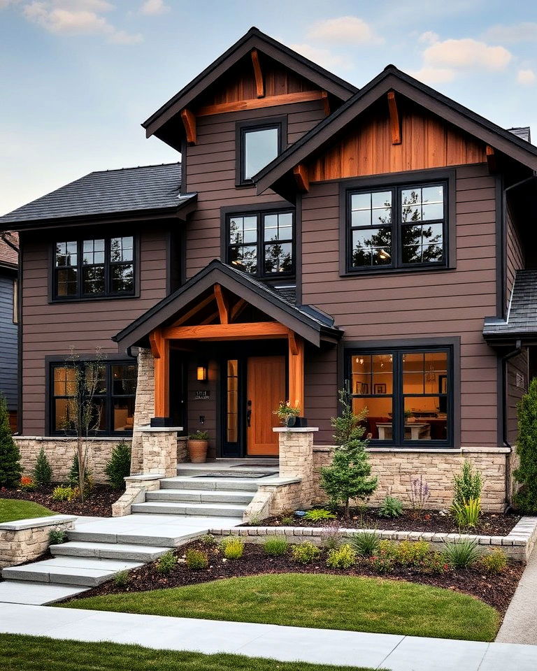 urban chic homes with dark espresso clay siding - 15 Home Designs Using Natural Clay Siding Colors