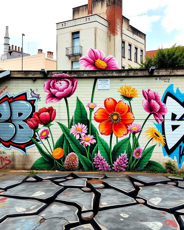 urban jungle blossoms mural on building - 15 Flower Murals on Buildings