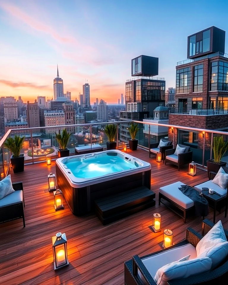 urban rooftop escape hot tub - 15 Hot Tub Room Ideas
