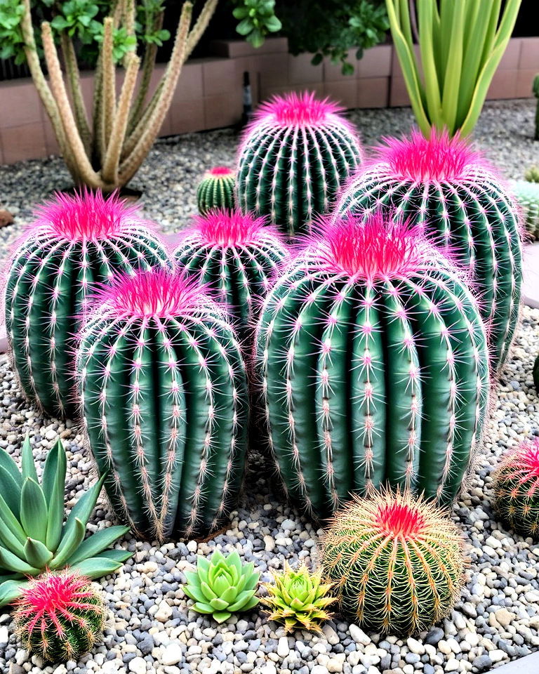 use barrel cacti for focal points - 25 Arizona Front Yard Landscaping Ideas