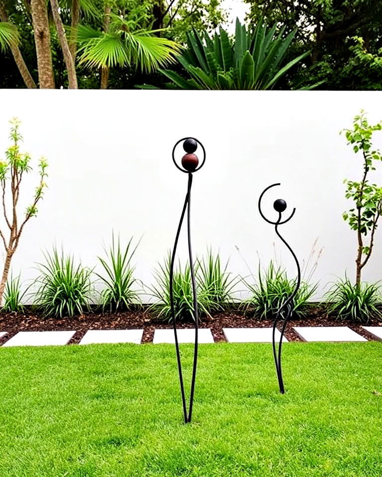 use minimalist garden sculptures - 20 Minimalist Landscaping Ideas
