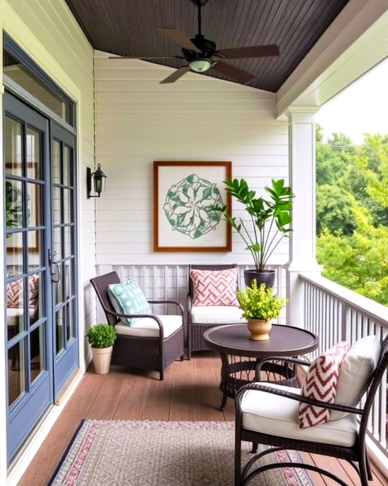 use outdoor artwork to your veranda - 40 Veranda Ideas