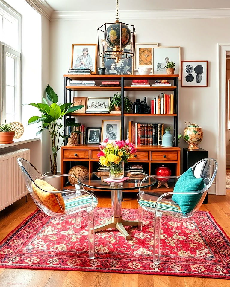 use transparent furniture eclectic interior - 20 Eclectic Interior Design Ideas