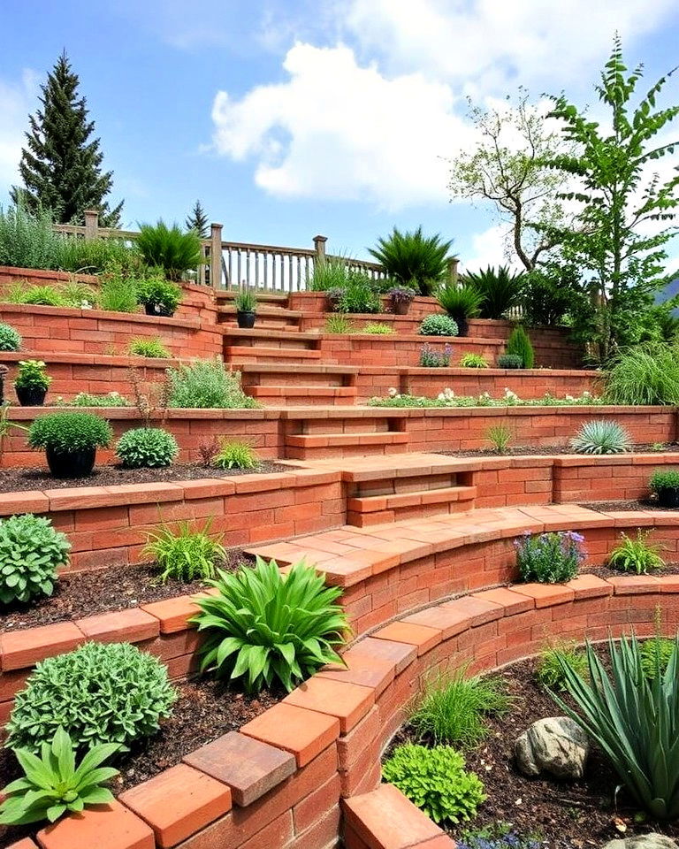 using recycled materials for hardscaping - 30 Terraced Garden Ideas