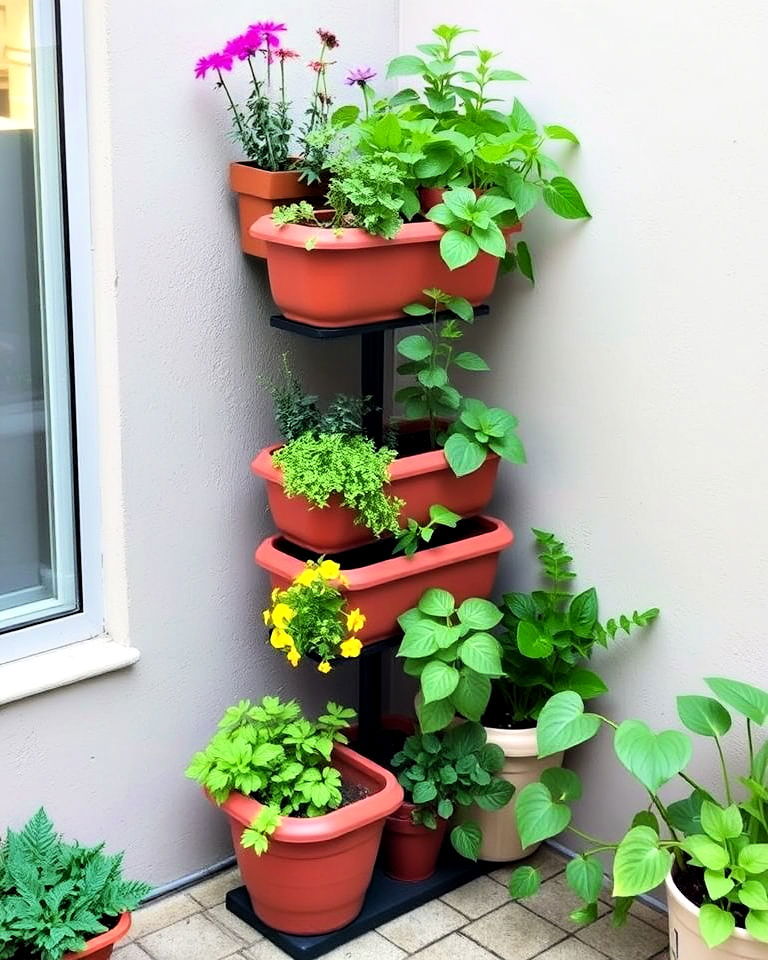 utilize tiered planters - 20 Urban Garden Ideas