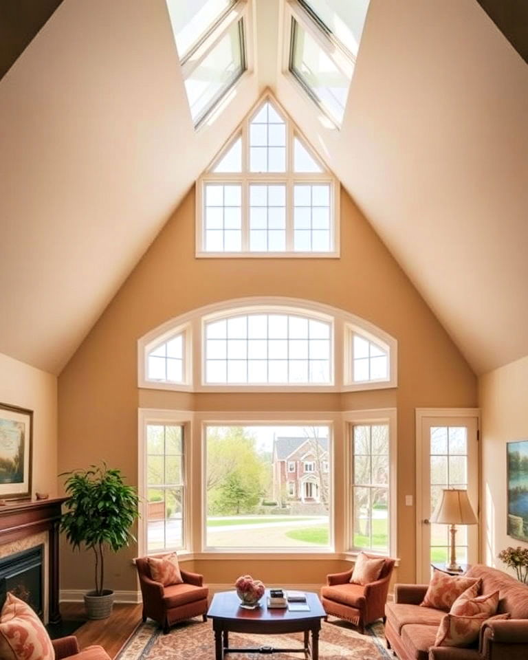 vaulted ceiling bay windows - 20 Vaulted Ceiling Window Ideas