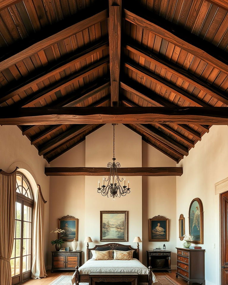 vaulted ceilings with wooden beams - 25 Italian Interior Design Ideas