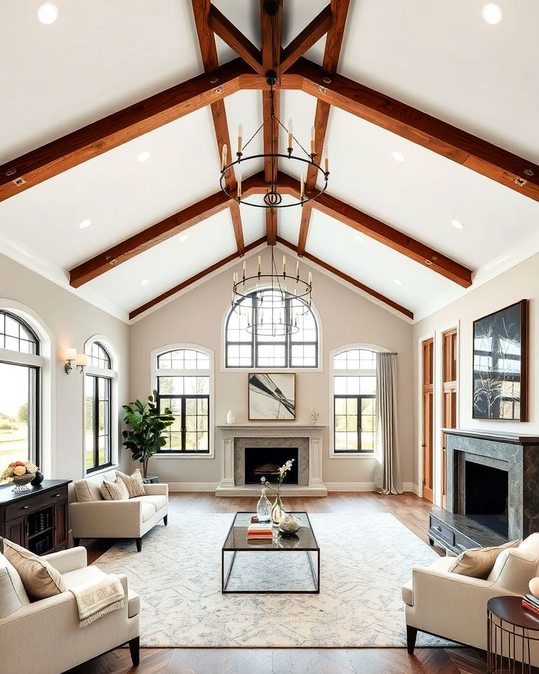 vaulted pop ceilings with beams - 25 Pop Ceiling Design Ideas