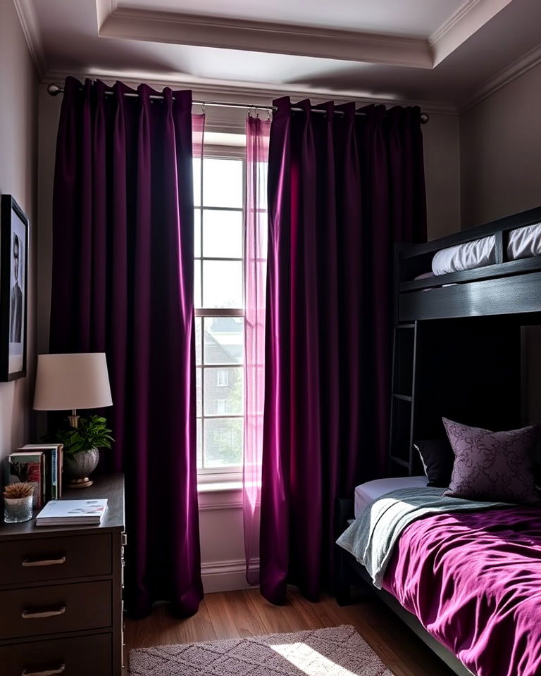 velvet curtains dark academia dorm room - 15 Dark Academia Dorm Room Ideas