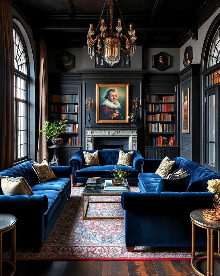 velvet furnishings dark academia house - 25 Dark Academia House Ideas