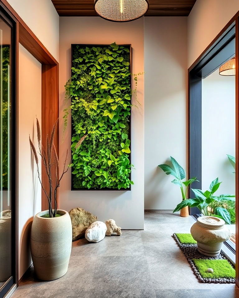 vertical garden for a green welcome - 15 Japanese Entryway Design Ideas