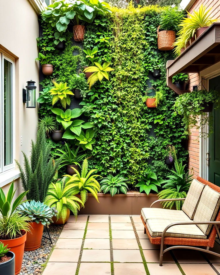 vertical garden walls for front courtyard - 25 Front Yard Courtyard Ideas