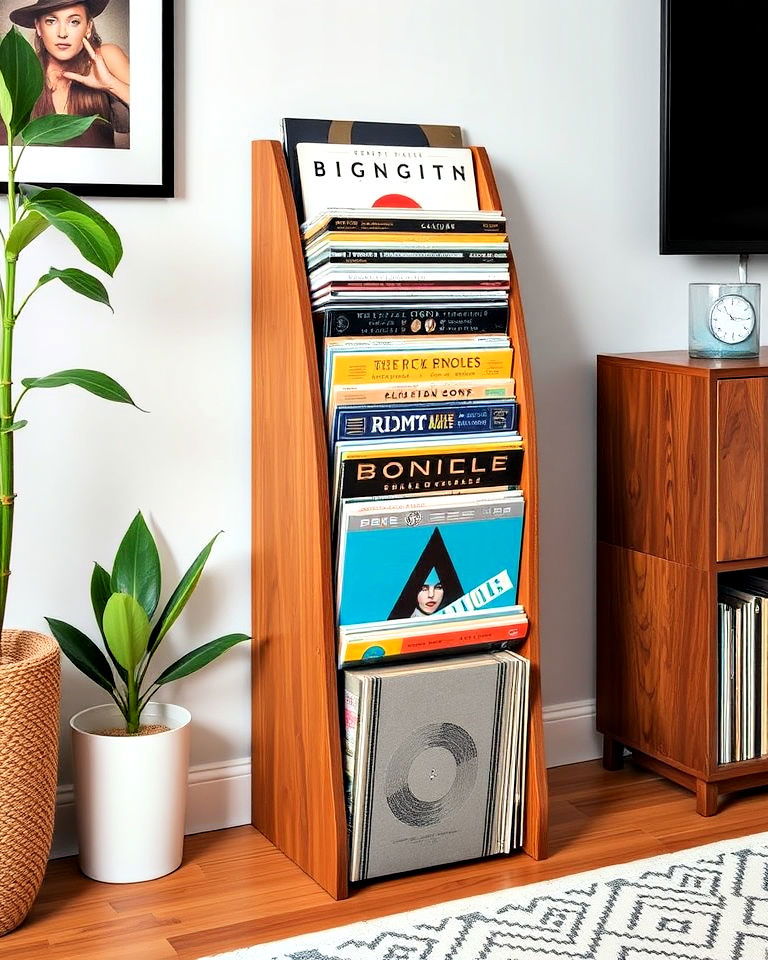 vertical record rack for small apartments - 25 Vinyl Record Storage Ideas