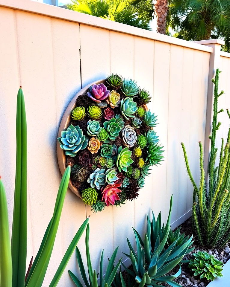 vertical succulent wall planters - 25 Las Vegas Backyard Landscaping Ideas