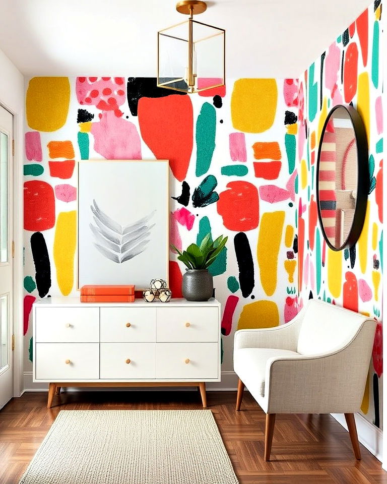 vibrant abstract wallpaper for entryway - 30 Entryway Wallpaper Ideas