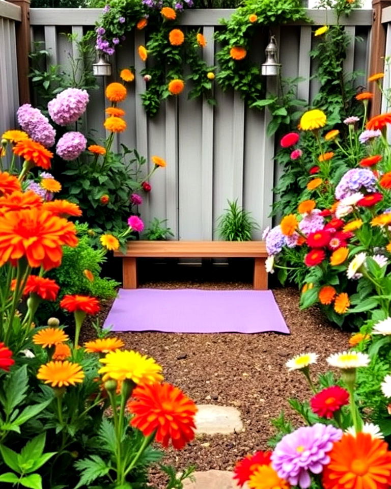 vibrant meditation garden with colorful flowers - 15 Meditation Garden Ideas