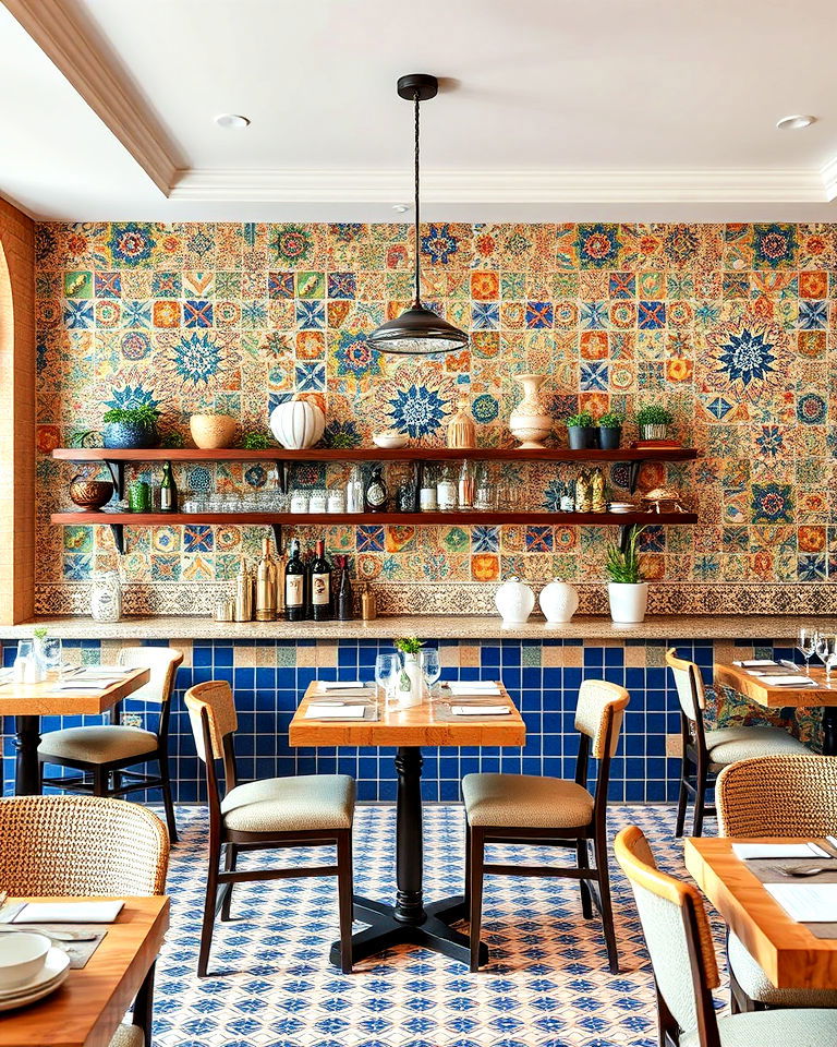 vibrant mosaic tiles lies italian restaurant - 25 Italian Restaurant Decor Ideas