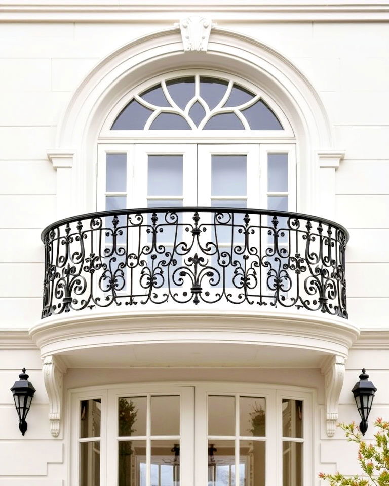 victorian inspired balcony with arched detailing - 20 Juliet Balcony Ideas