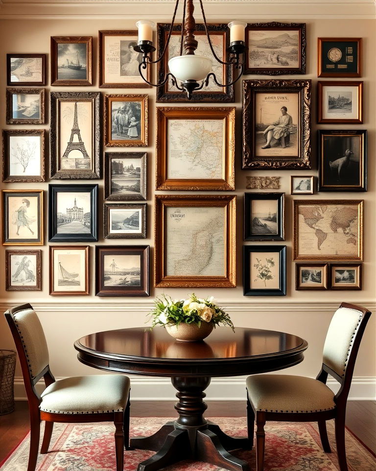 vintage and antique finds dining room - 15 Dining Room Gallery Wall Ideas