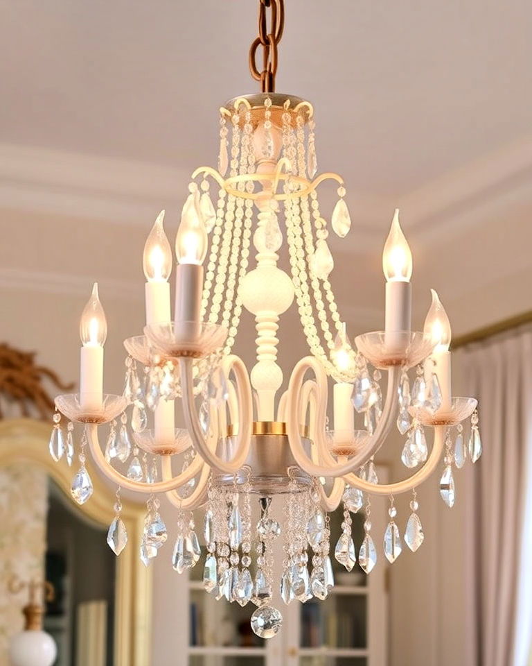 vintage chandelier for shabby chic interior - 25 Shabby Chic Interior Design Ideas