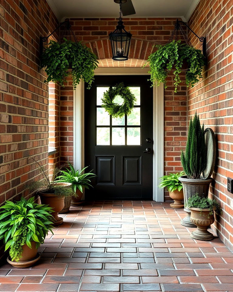 vintage charm reclaimed brick floor for sustainability - 15 Brick Floor Entryway Ideas