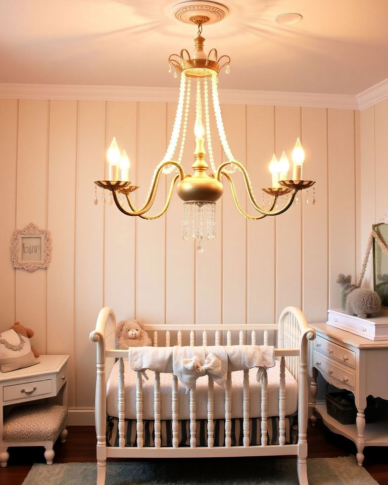 vintage charm shabby chic designs chandelier - 15 Nursery Chandelier Ideas