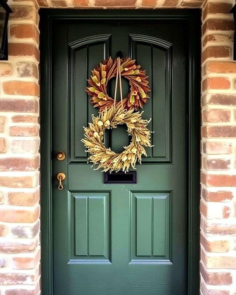vintage charm with patina green front door - 15 Dark Green Front Door Ideas