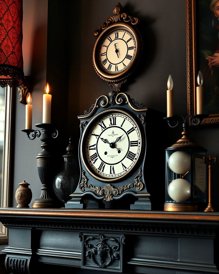 vintage clocks and timepieces dark academia apartment - 15 Dark Academia Apartment Ideas