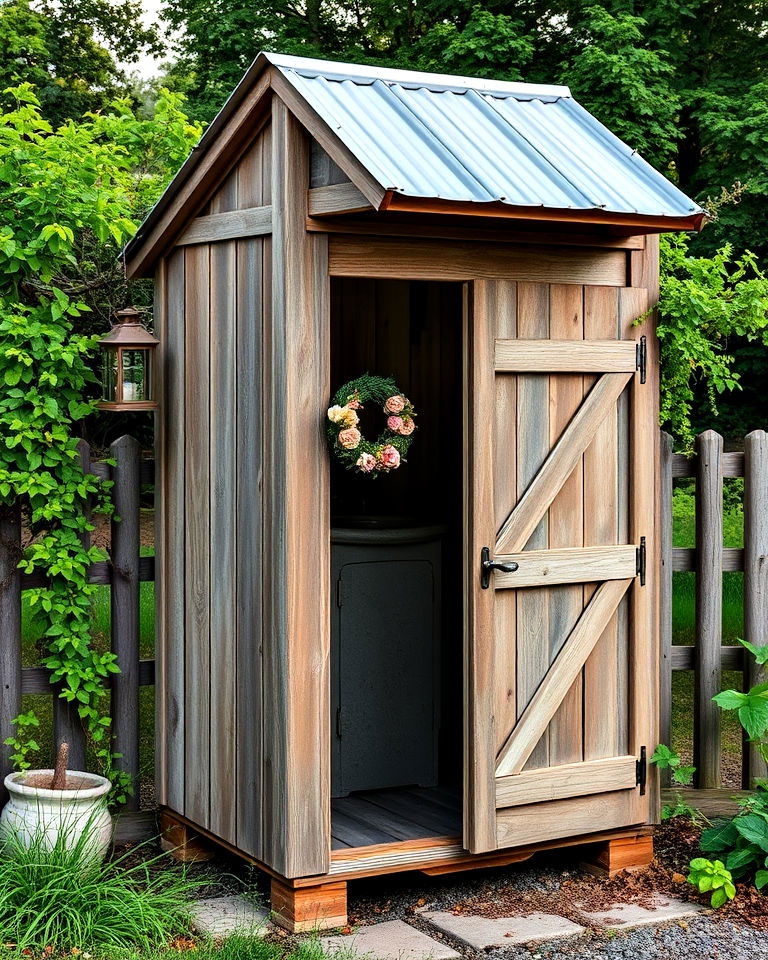 vintage farmhouse style outhouse - 15 Outhouse Design Ideas