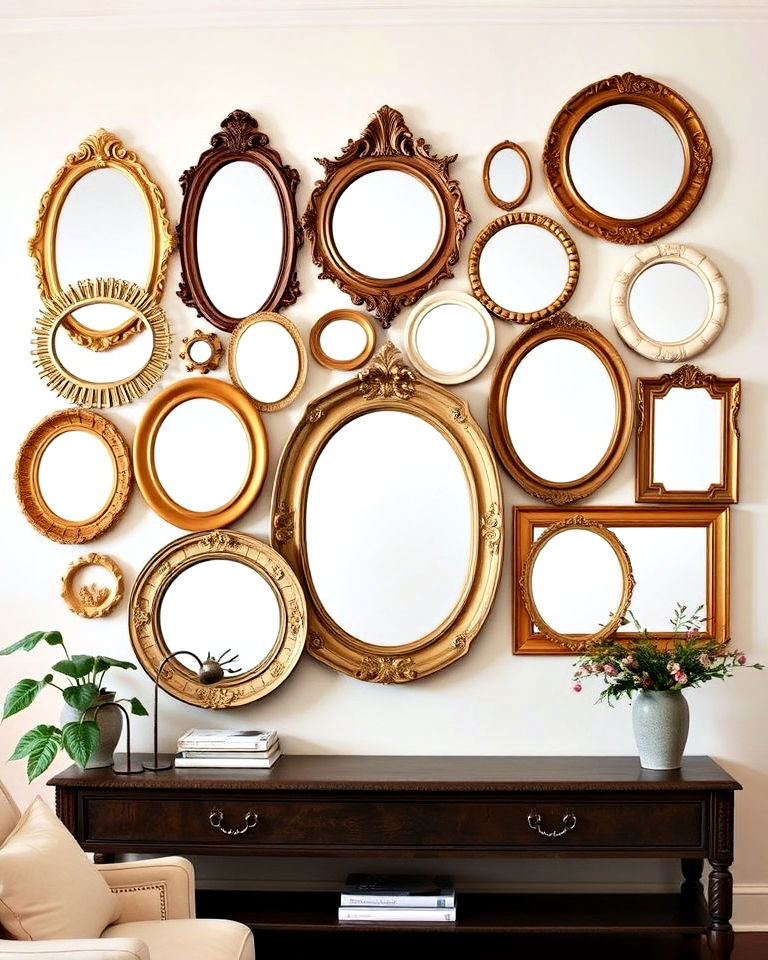 vintage frames for timeless charm - 15 Mirror Collage Wall Ideas
