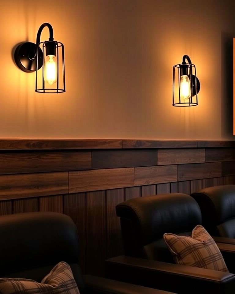 vintage industrial cage sconces - 15 Home Theater Wall Sconce Ideas