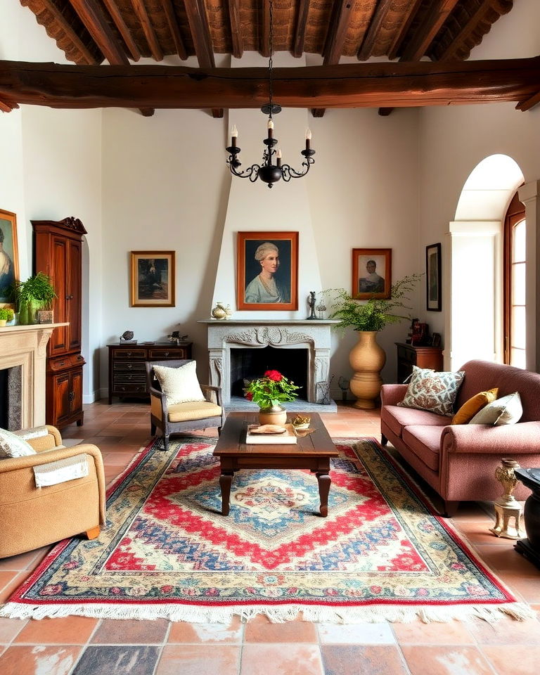 vintage rug for cozy warmth - 15 Rustic Italian Decor Ideas