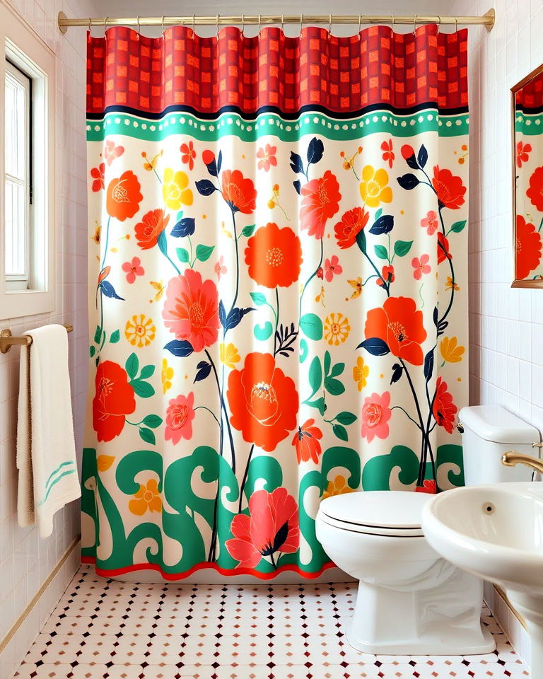 vintage style shower curtain - 25 1950s Bathroom Ideas