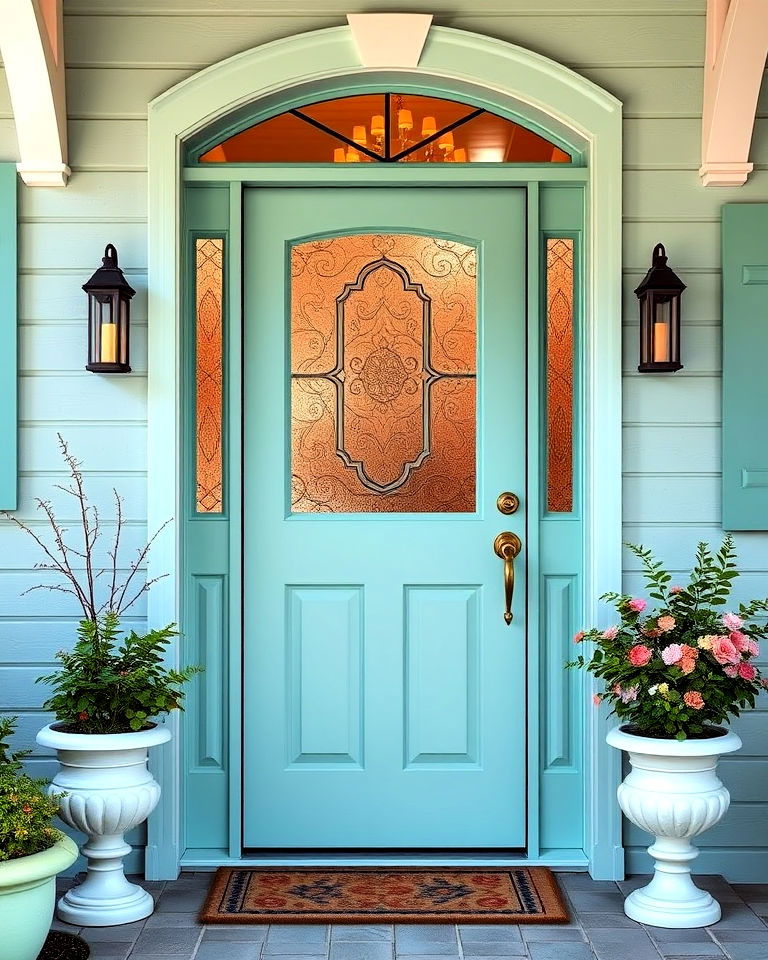 vintage teal front door - 25 Teal Front Door Ideas