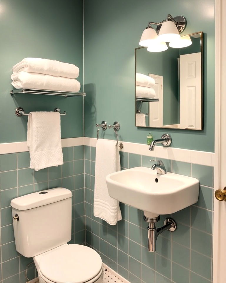 vintage towel holders in 1950s bathroom - 25 1950s Bathroom Ideas