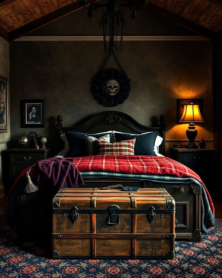 vintage trunks whimsigoth bedroom - 20 Whimsigoth Bedroom Ideas