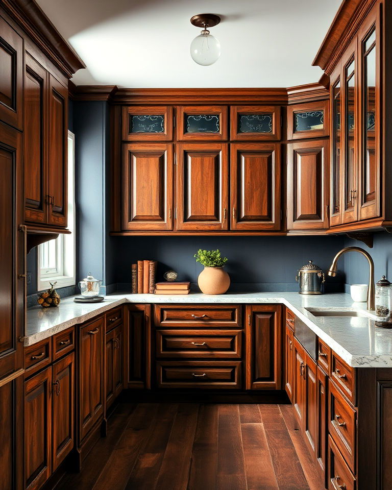 vintage wooden cabinetry for academia kitchen - 25 Dark Academia Kitchen Ideas