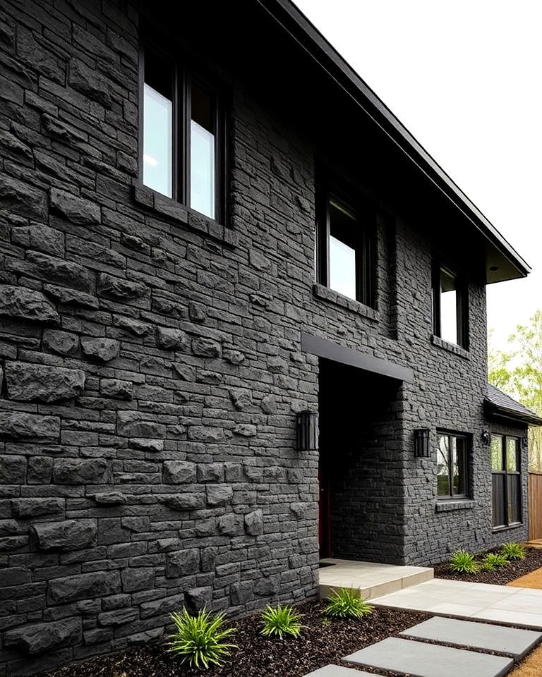 volcanic stone facade for a dramatic aesthetic - 25 Types of Exterior House Stone