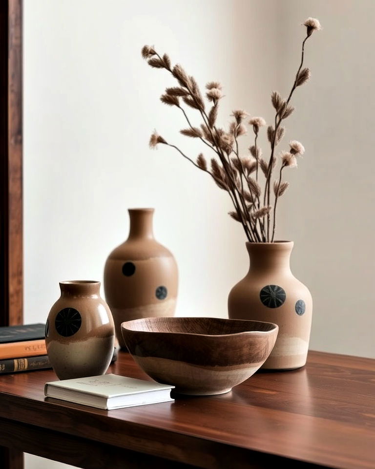 wabi sabi accents home office - 30 Japandi Style Home Office Ideas