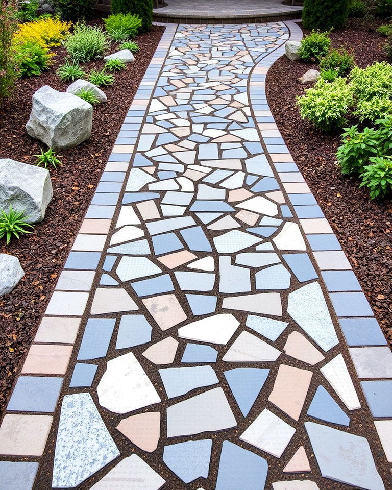 walkway into mosaic bluestone design - 20 Bluestone Walkway Ideas