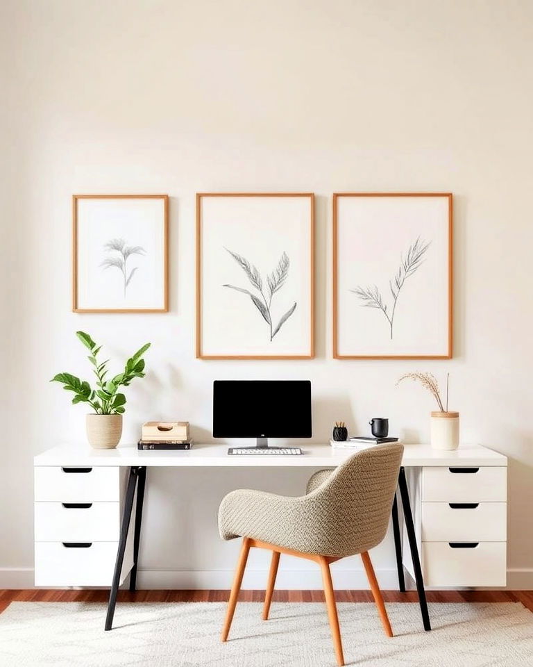wall art with subtle motifs for home office wall art with subtle motifs for home office - 25 Japandi Home Office Ideas