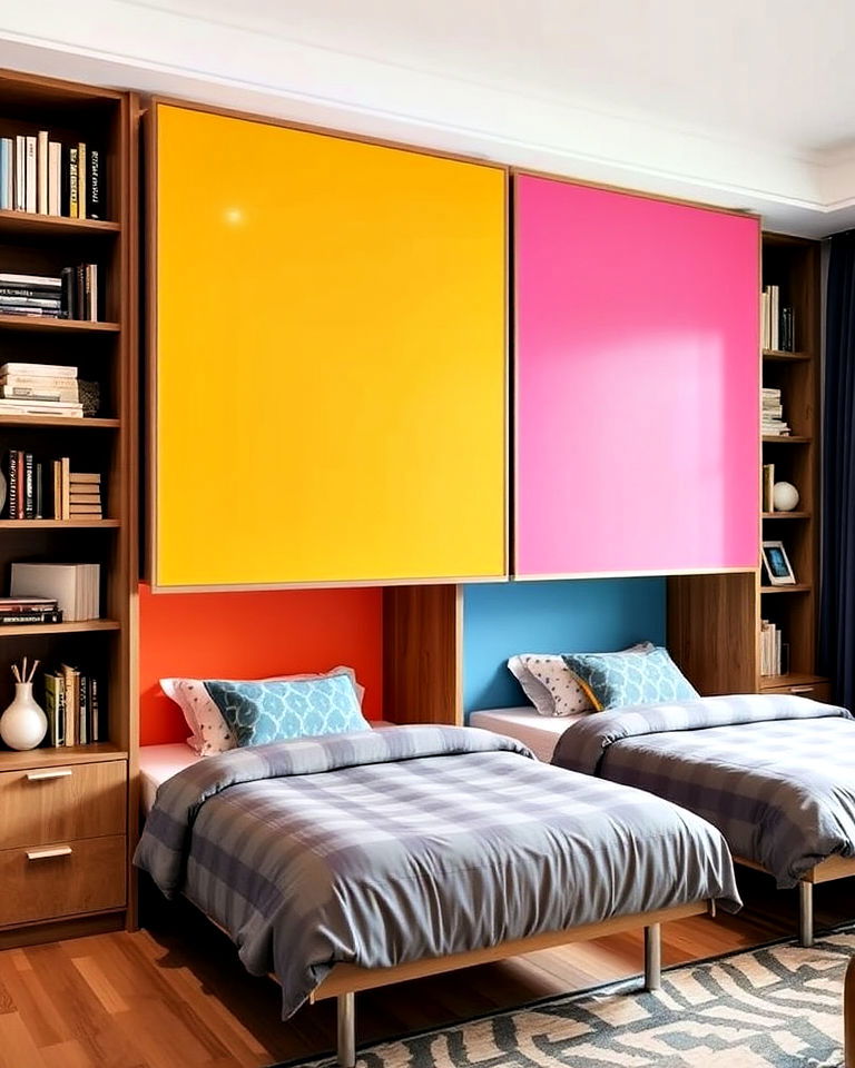 wall mounted beds for flexibility - 40 Shared Kids Room Design Ideas