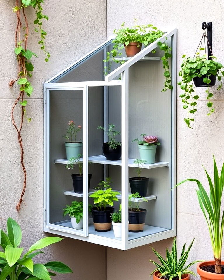 wall mounted corner greenhouse - 15 Corner Greenhouse Ideas