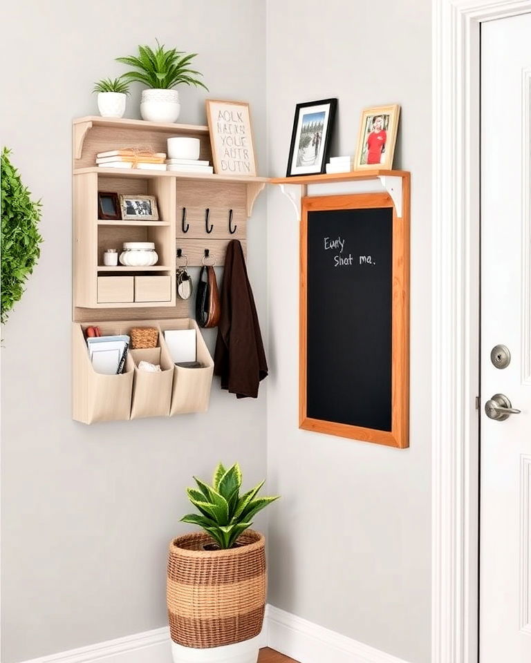 wall mounted corner organizer - 15 Corner Entryway Ideas