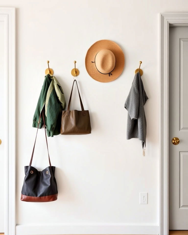 wall mounted hooks entryway organized - 15 Minimalist Entryway Ideas