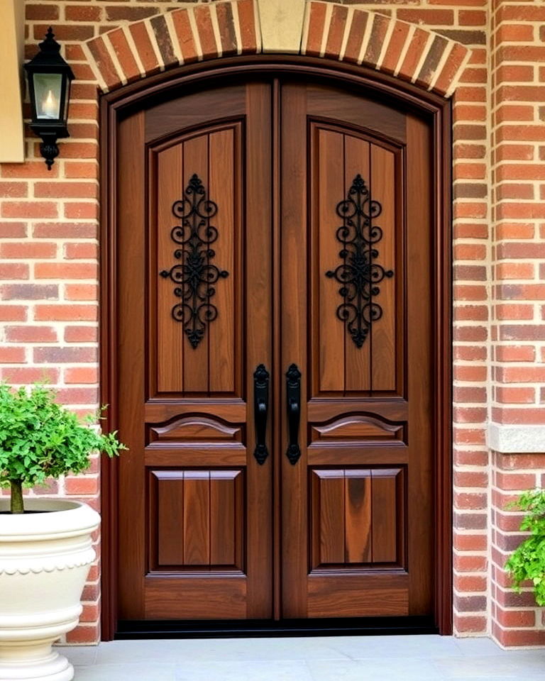 walnut stained front door - 20 Stained Front Door Ideas
