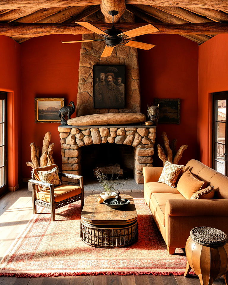 warm earthy colors western interior - 25 Western Interior Design Ideas