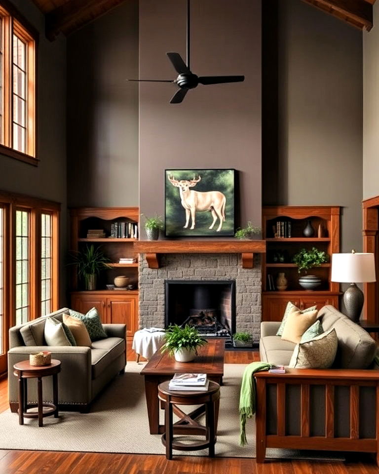 warm earthy tones in living room design - 25 Craftsman Living Room Ideas